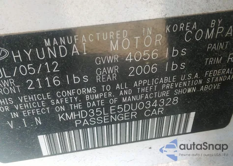 2013 Hyundai Elantra Gt Base W/Blue из США, поврежденный, VIN KMHD35LE5DU034328